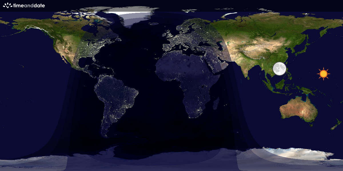 Verdenskart som viser dag og natt 