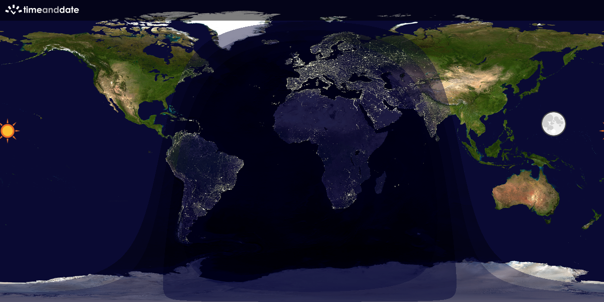 Verdenskart som viser dag og natt 