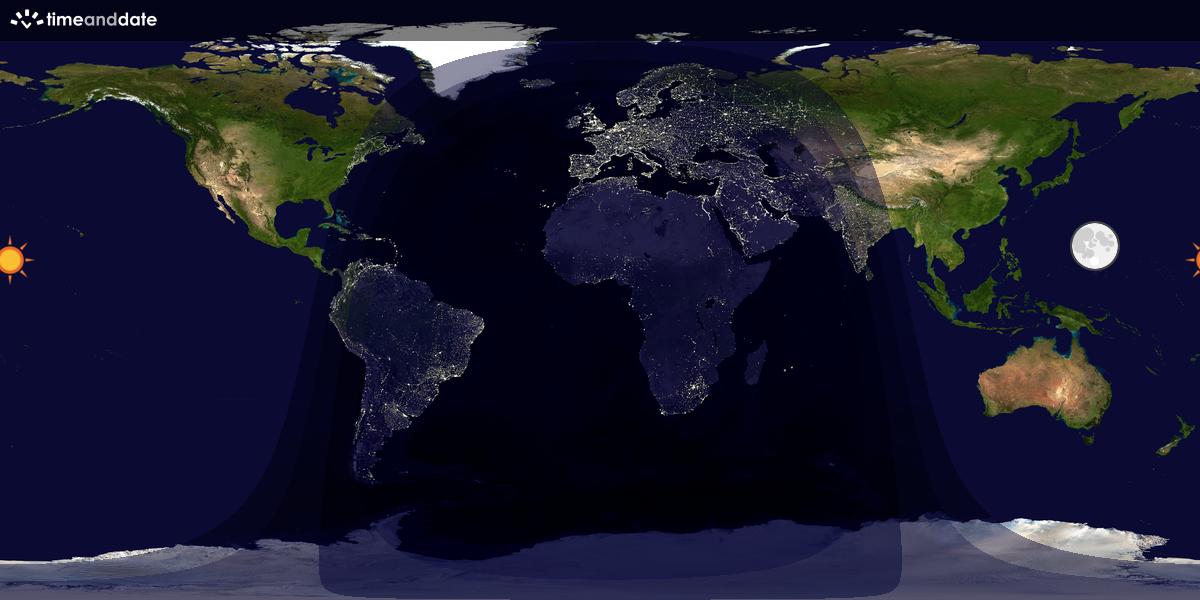 Verdenskart som viser dag og natt 