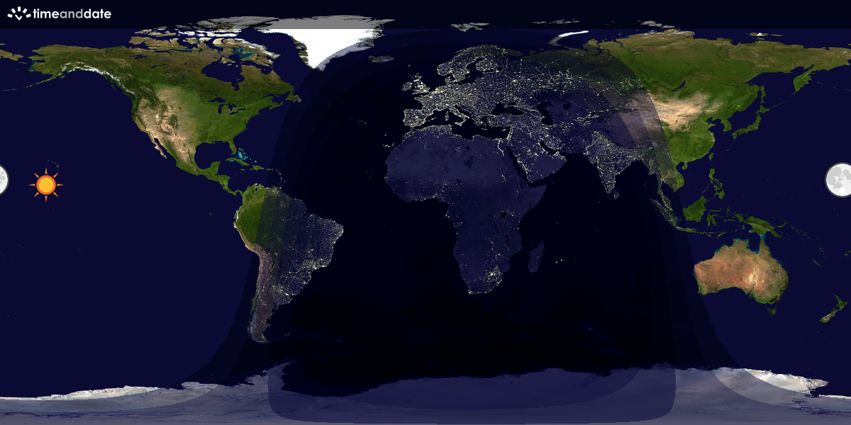 Verdenskart som viser dag og natt 
