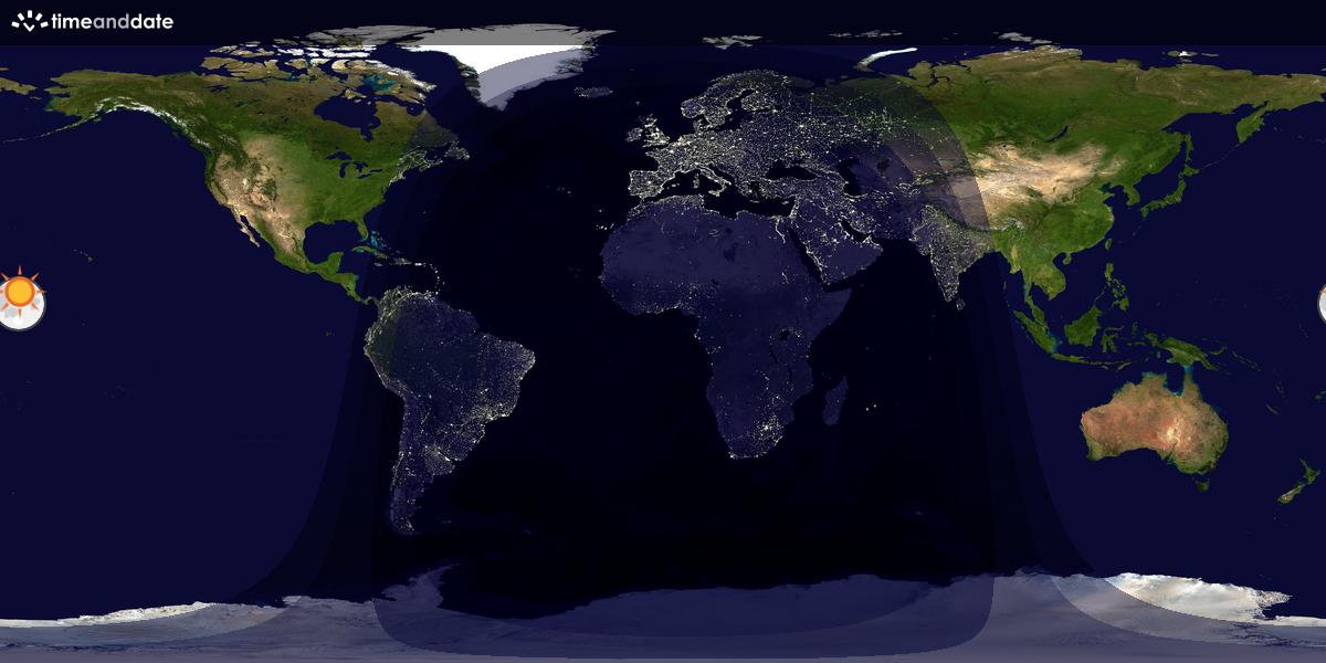 Verdenskart som viser dag og natt 