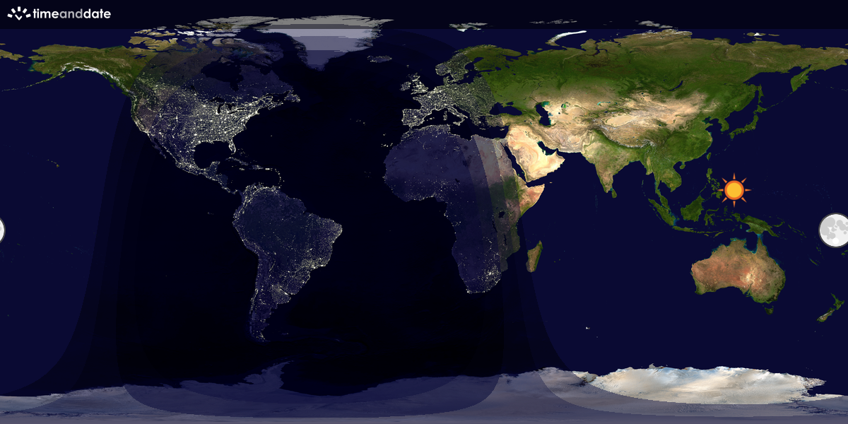Verdenskart som viser dag og natt 