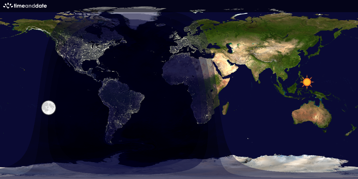 Verdenskart som viser dag og natt 
