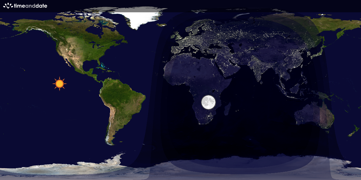 Verdenskart som viser dag og natt 