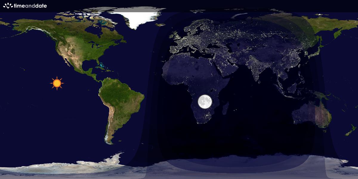 Verdenskart som viser dag og natt 