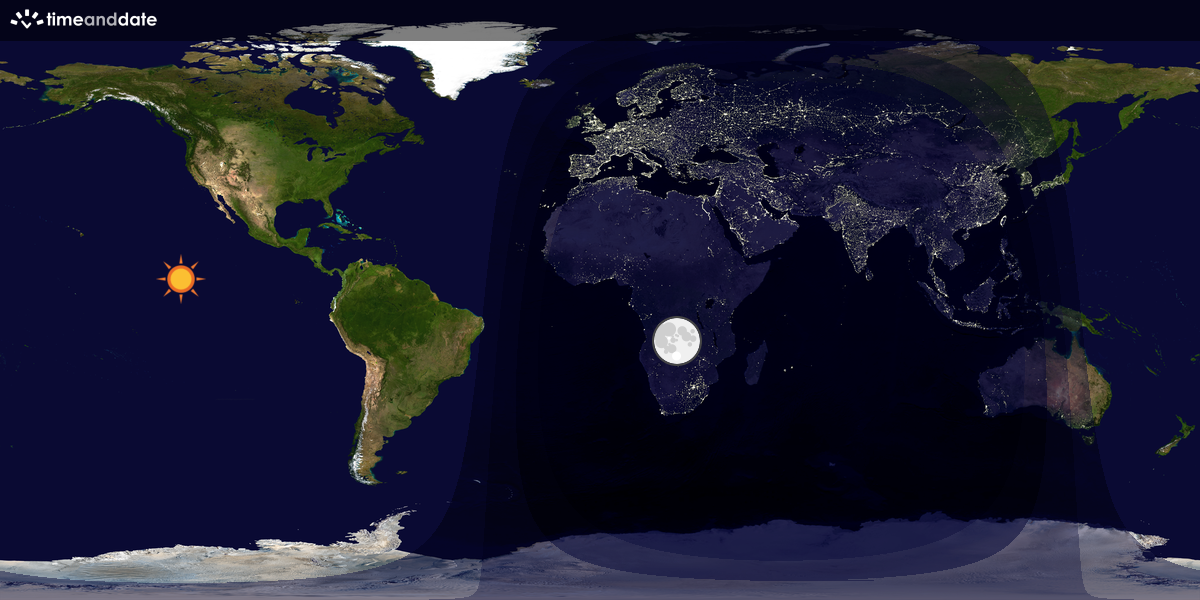 Verdenskart som viser dag og natt 