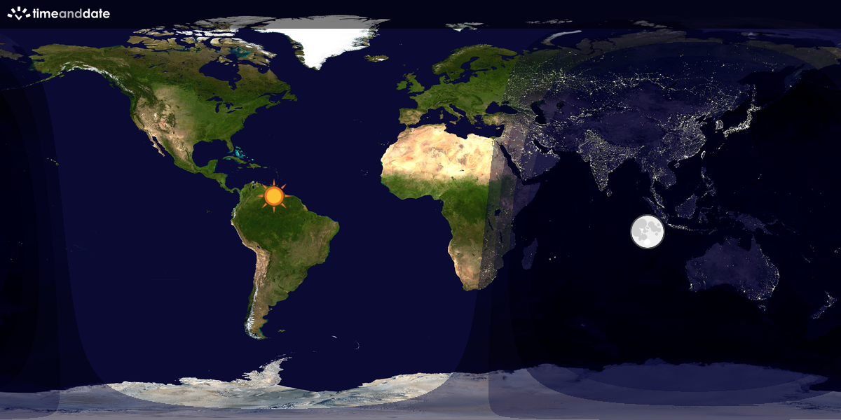 Verdenskart som viser dag og natt 