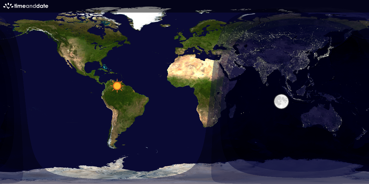 Verdenskart som viser dag og natt 