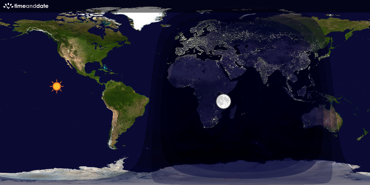 Verdenskart som viser dag og natt 