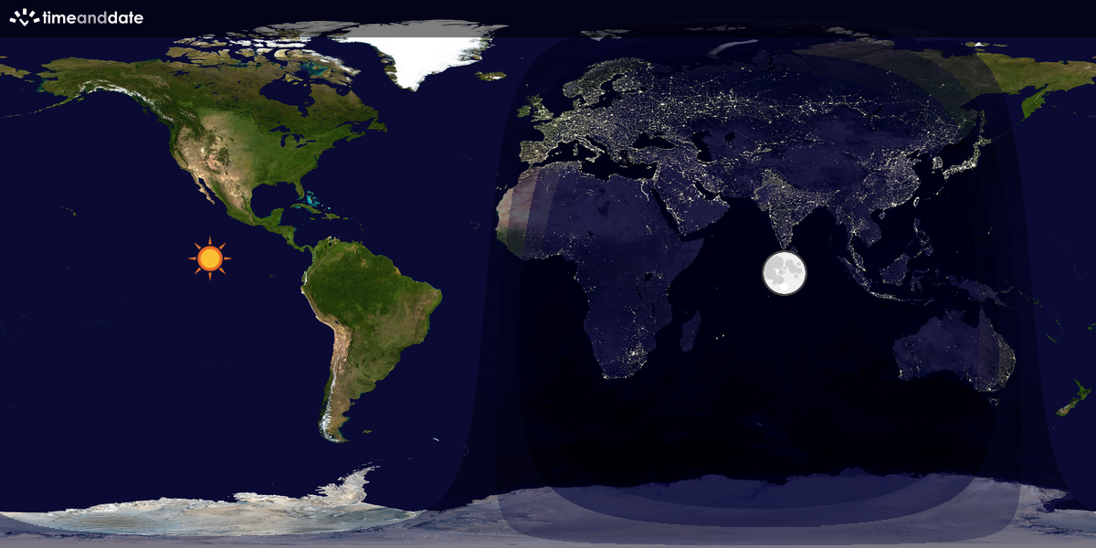 Verdenskart som viser dag og natt 