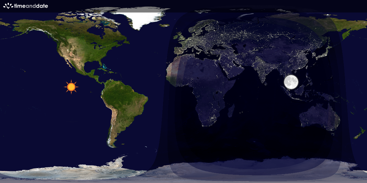 Verdenskart som viser dag og natt 