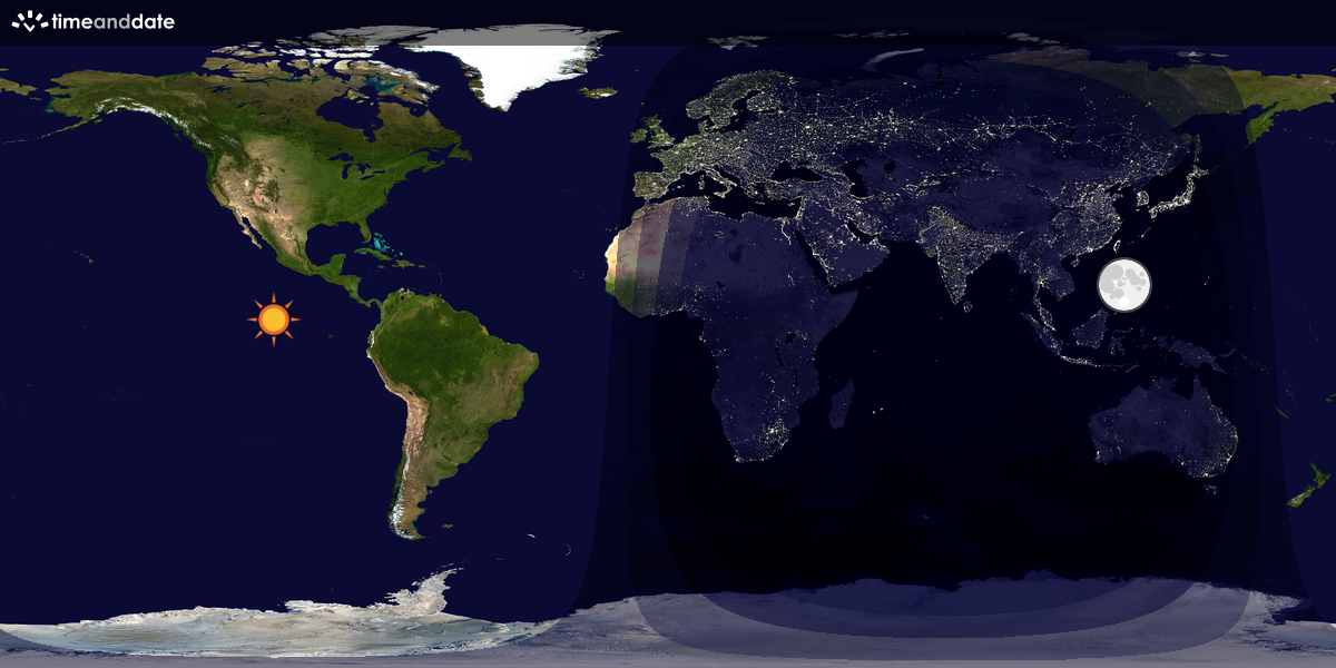 Verdenskart som viser dag og natt 