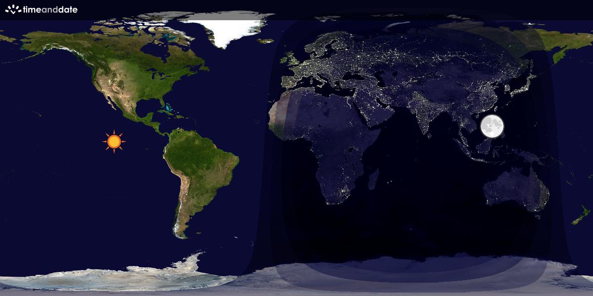 Verdenskart som viser dag og natt 