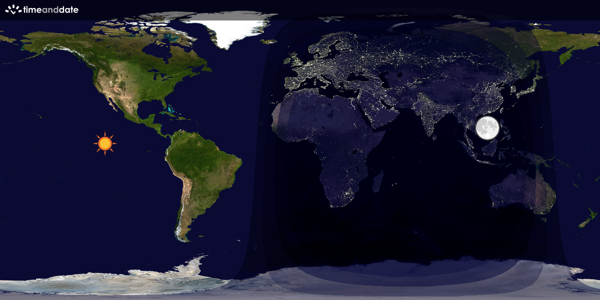Verdenskart som viser dag og natt 