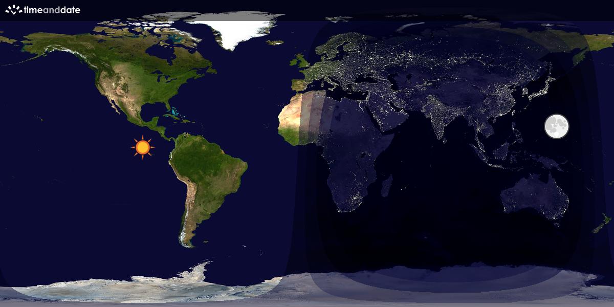 Verdenskart som viser dag og natt 