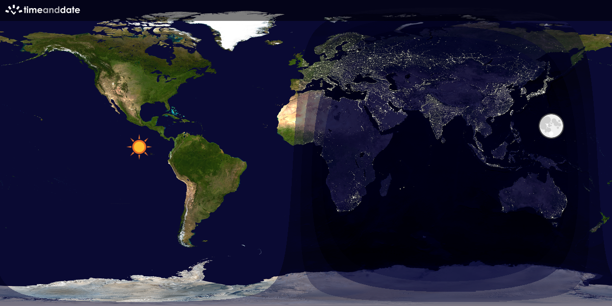 Verdenskart som viser dag og natt 