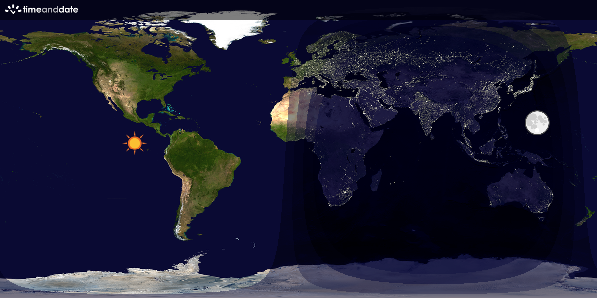 Verdenskart som viser dag og natt 