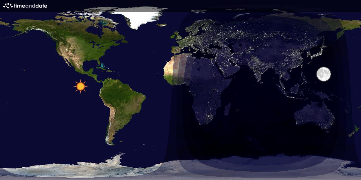 Verdenskart som viser dag og natt 