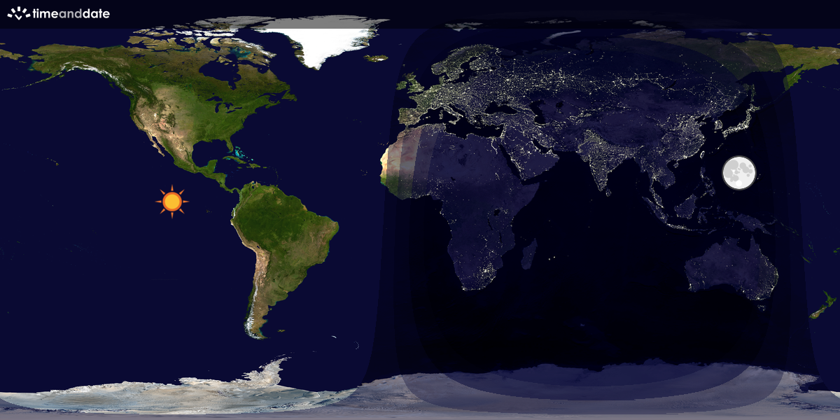 Verdenskart som viser dag og natt 