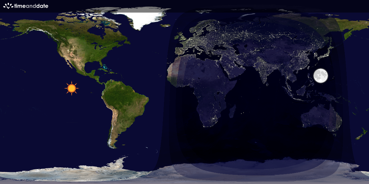 Verdenskart som viser dag og natt 