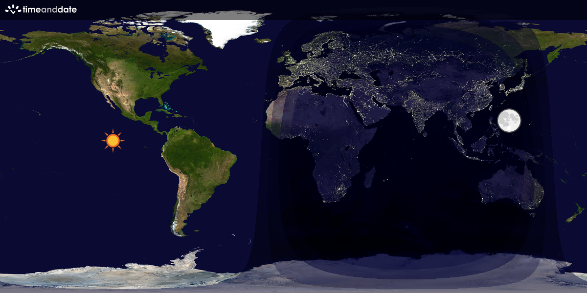 Verdenskart som viser dag og natt 