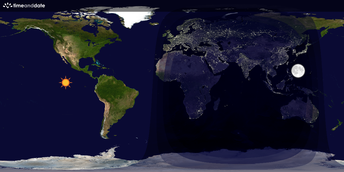Verdenskart som viser dag og natt 