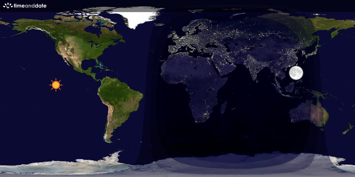 Verdenskart som viser dag og natt 