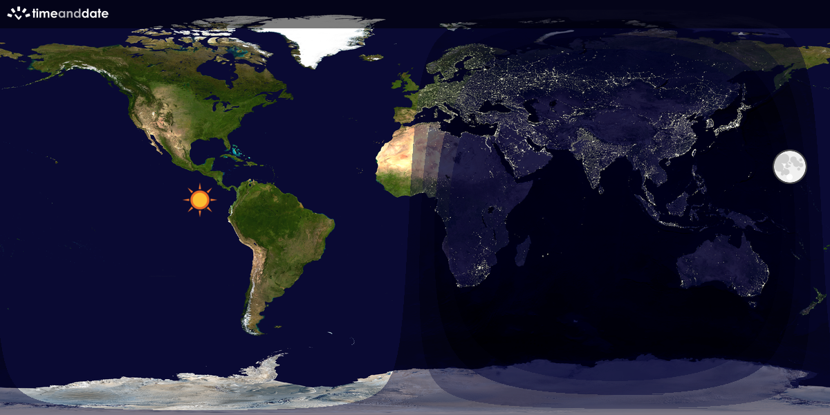 Verdenskart som viser dag og natt 