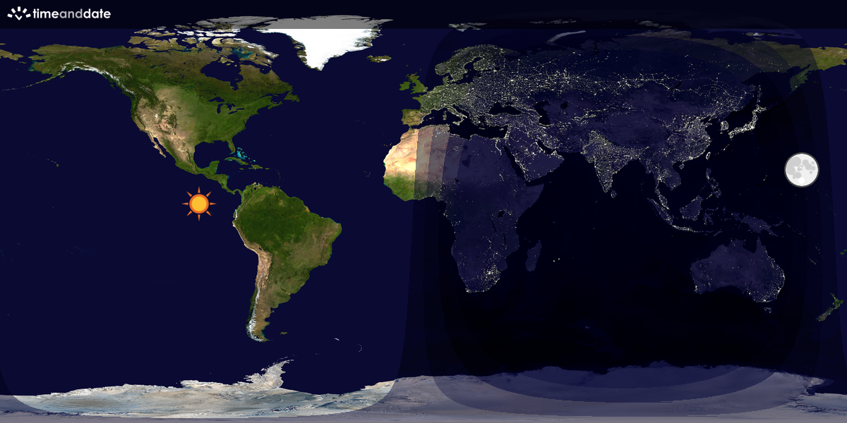 Verdenskart som viser dag og natt 