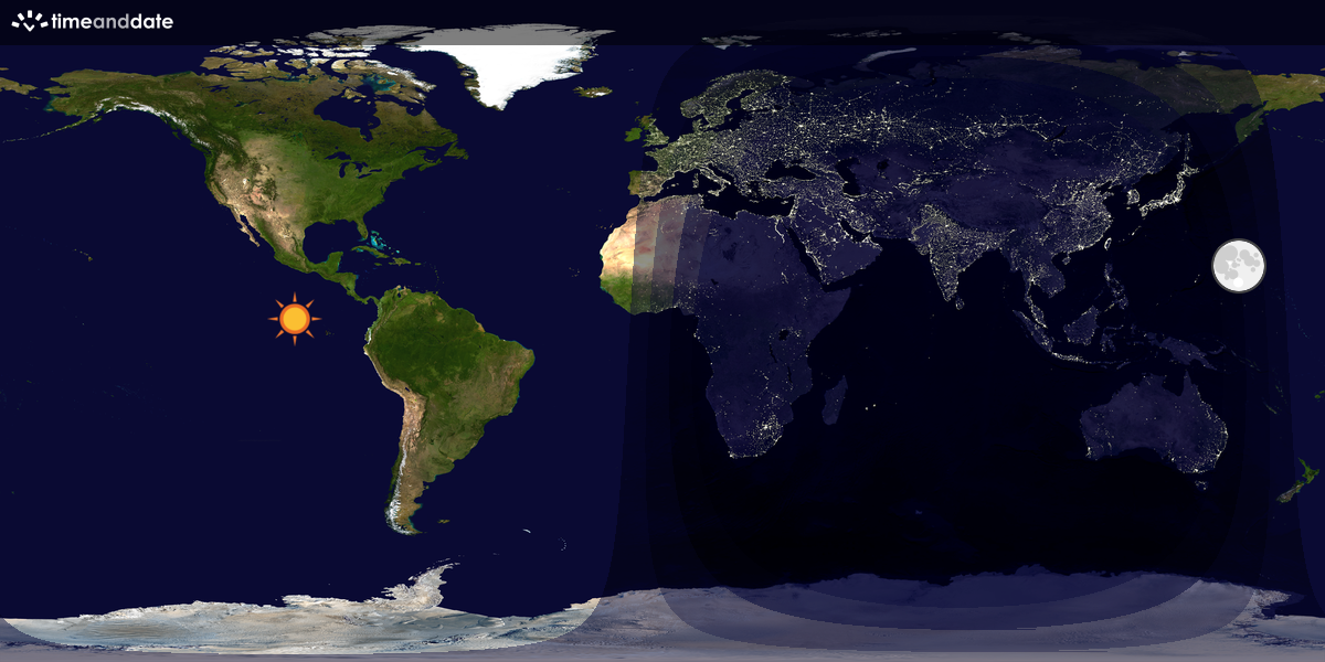 Verdenskart som viser dag og natt 