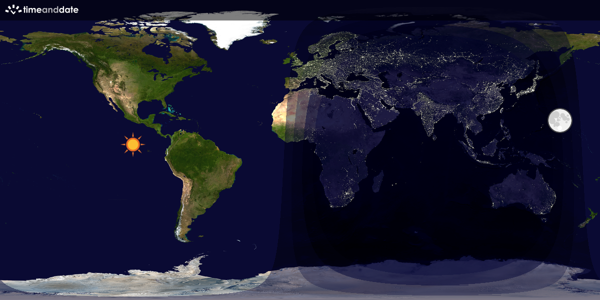 Verdenskart som viser dag og natt 