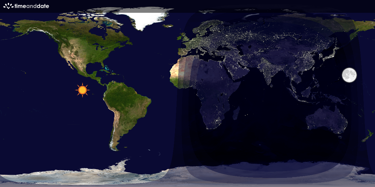 Verdenskart som viser dag og natt 