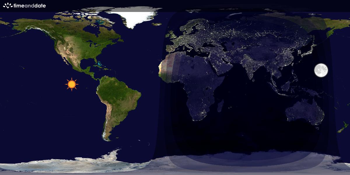 Verdenskart som viser dag og natt 