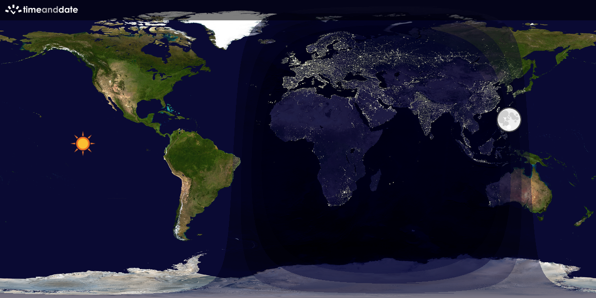 Verdenskart som viser dag og natt 