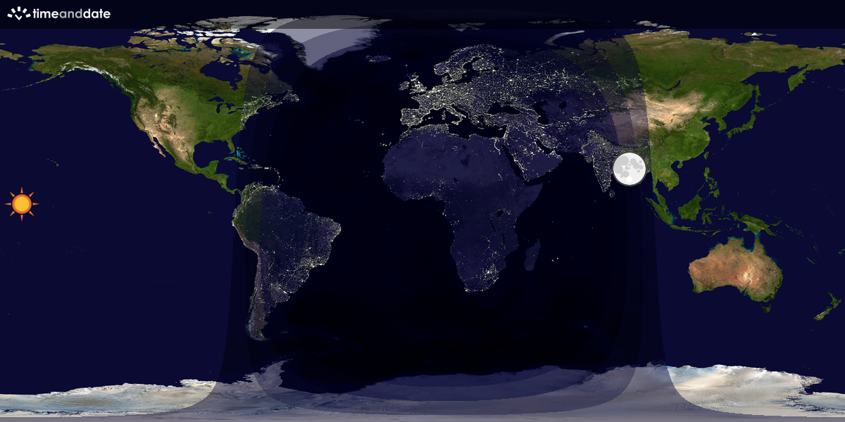 Verdenskart som viser dag og natt 