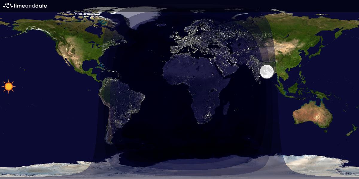 Verdenskart som viser dag og natt 