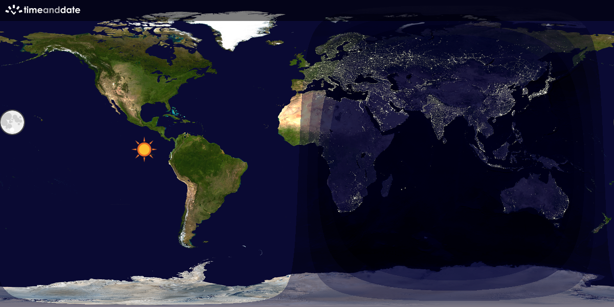 Verdenskart som viser dag og natt 