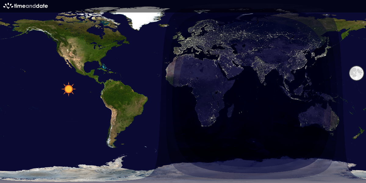 Verdenskart som viser dag og natt 