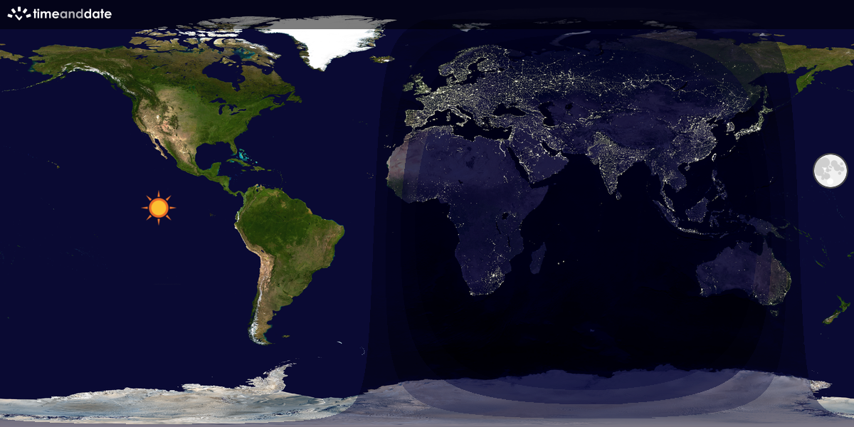 Verdenskart som viser dag og natt 