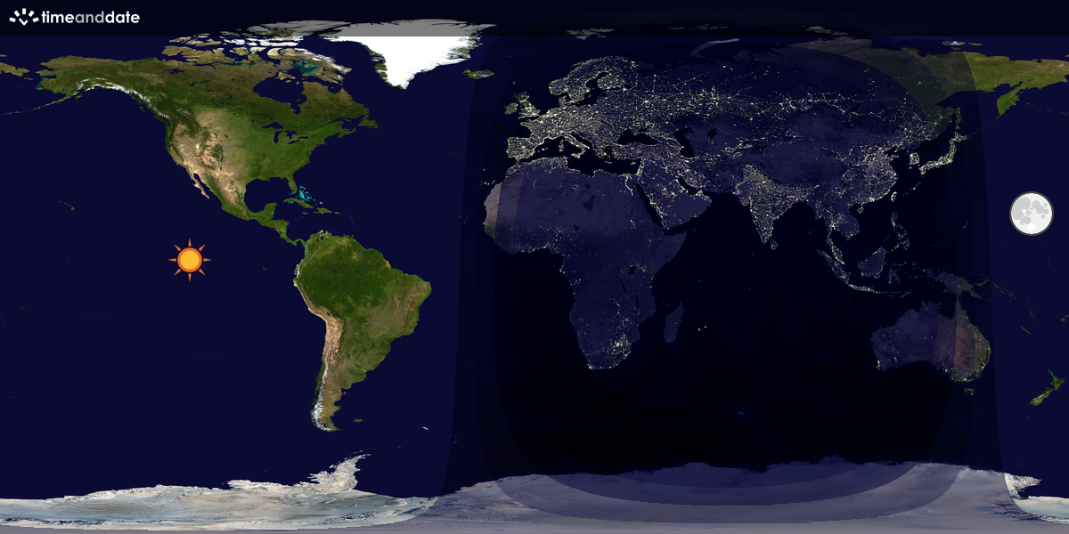 Verdenskart som viser dag og natt 