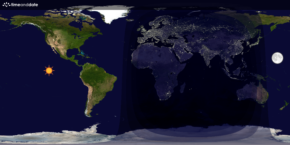 Verdenskart som viser dag og natt 