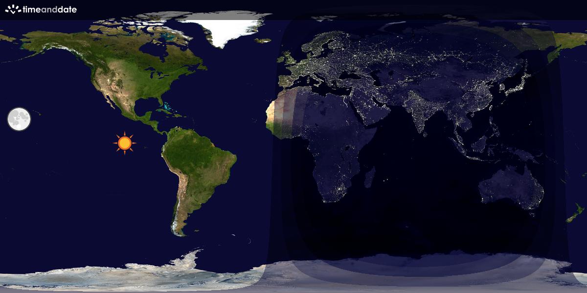 Verdenskart som viser dag og natt 