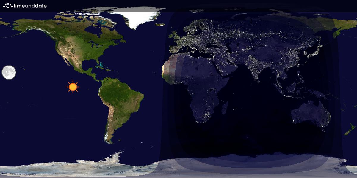 Verdenskart som viser dag og natt 