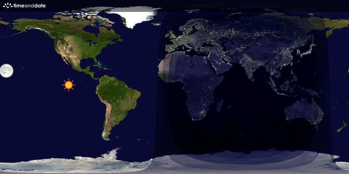 Verdenskart som viser dag og natt 