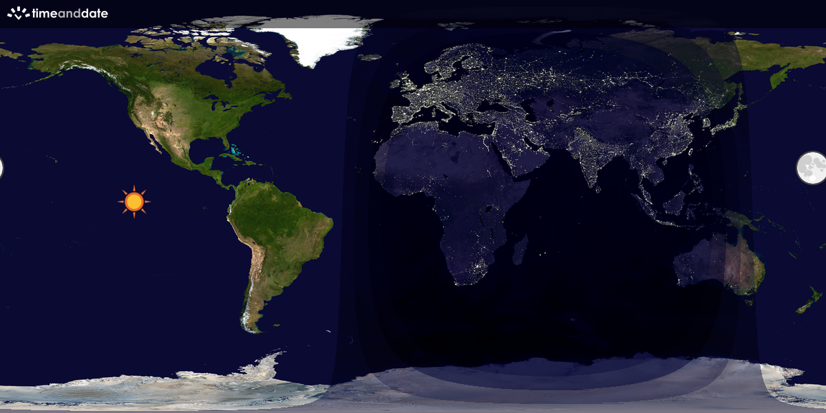 Verdenskart som viser dag og natt 