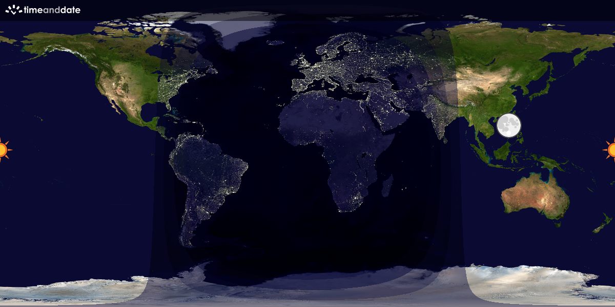 Verdenskart som viser dag og natt 
