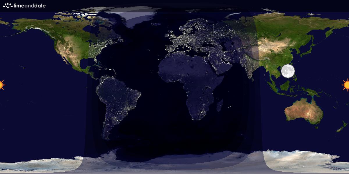 Verdenskart som viser dag og natt 