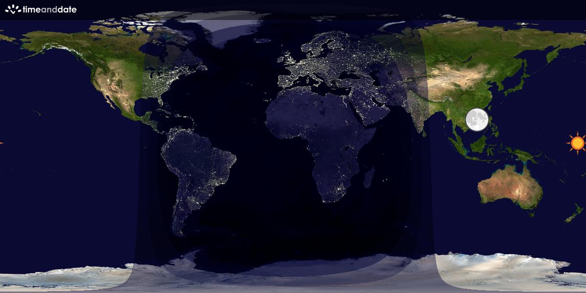 Verdenskart som viser dag og natt 