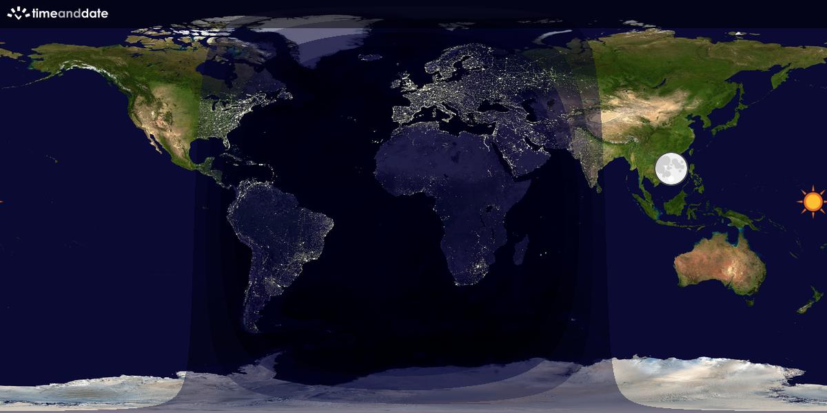 Verdenskart som viser dag og natt 