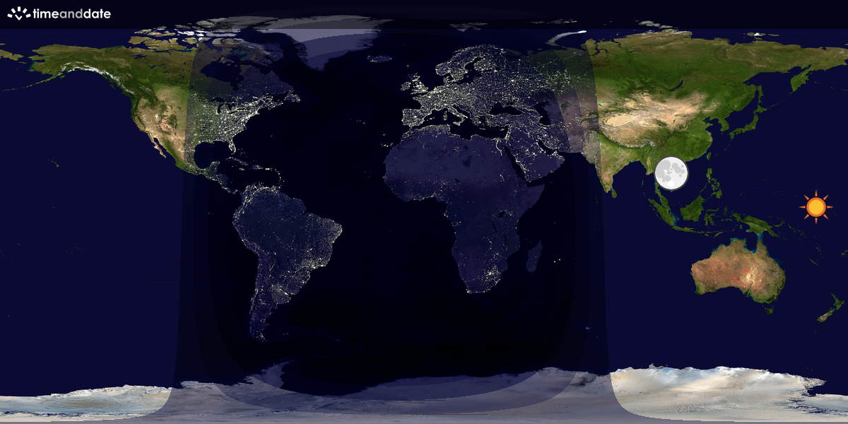 Verdenskart som viser dag og natt 